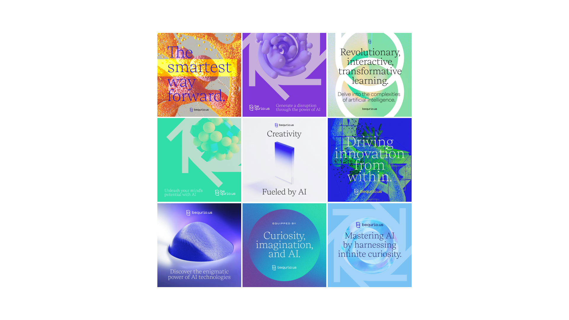 Case study image of the Bequrio.us branding in the portfolio of graphic designer Abbi Roush.
