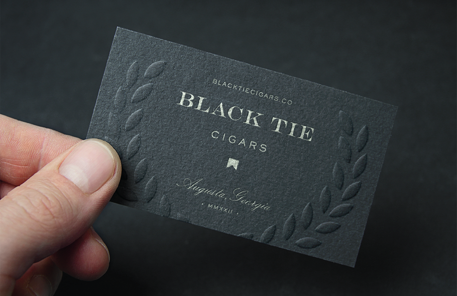 Case study image of the Black Tie Cigars branding in the portfolio of graphic designer Abbi Roush.