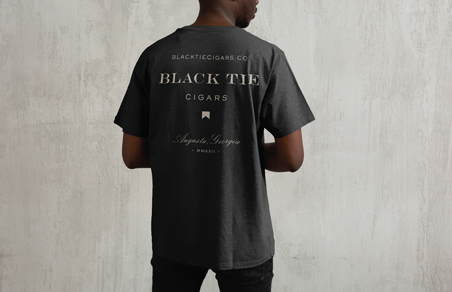 Case study image of the Black Tie Cigars branding in the portfolio of graphic designer Abbi Roush.