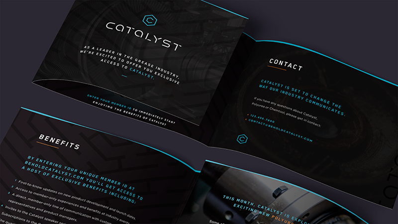 Case study image of the Catalyst by Chemtool branding in the portfolio of graphic designer Abbi Roush.