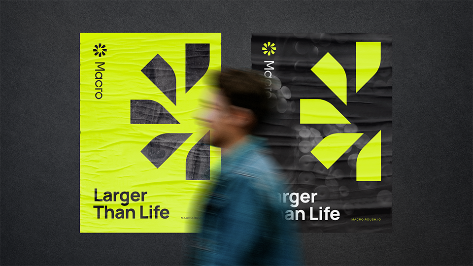 Case study image of the Macro Photo Service branding in the portfolio of graphic designer Abbi Roush.