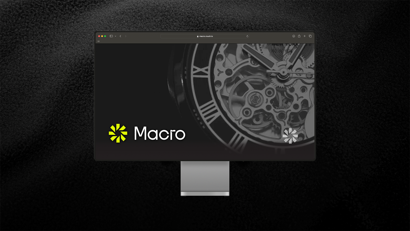 Case study image of the Macro Photo Service branding in the portfolio of graphic designer Abbi Roush.