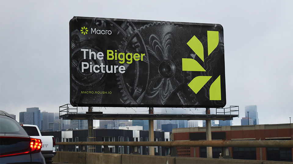 Case study image of the Macro Photo Service branding in the portfolio of graphic designer Abbi Roush.