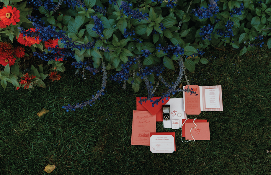 Case study image of a Rollins Mansion Wedding stationery suite in the portfolio of graphic designer Abbi Roush.