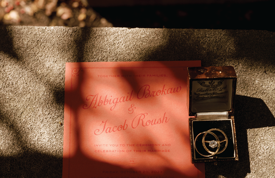 Case study image of a Rollins Mansion Wedding stationery suite in the portfolio of graphic designer Abbi Roush.