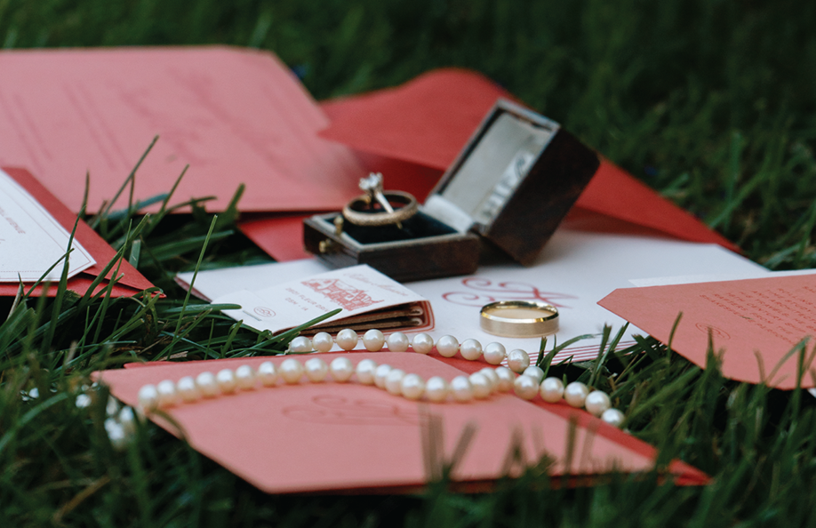 Case study image of a Rollins Mansion Wedding stationery suite in the portfolio of graphic designer Abbi Roush.
