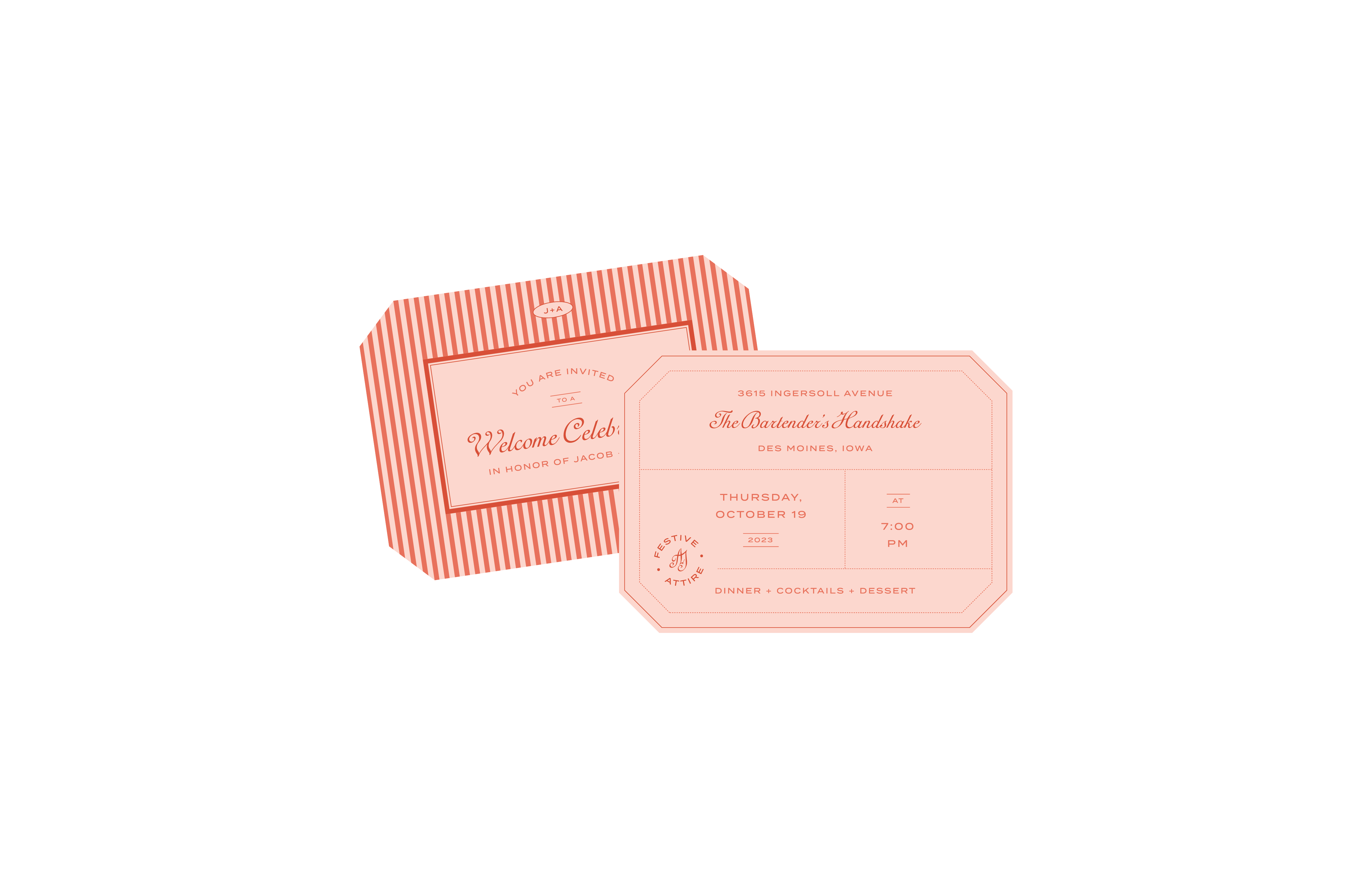 Case study image of a Rollins Mansion Wedding stationery suite in the portfolio of graphic designer Abbi Roush.