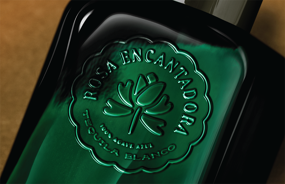 Case study image of the Rosa Encantadora packaging design in the portfolio of graphic designer Abbi Roush.