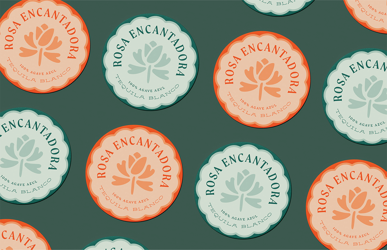 Case study image of the Rosa Encantadora packaging design in the portfolio of graphic designer Abbi Roush.