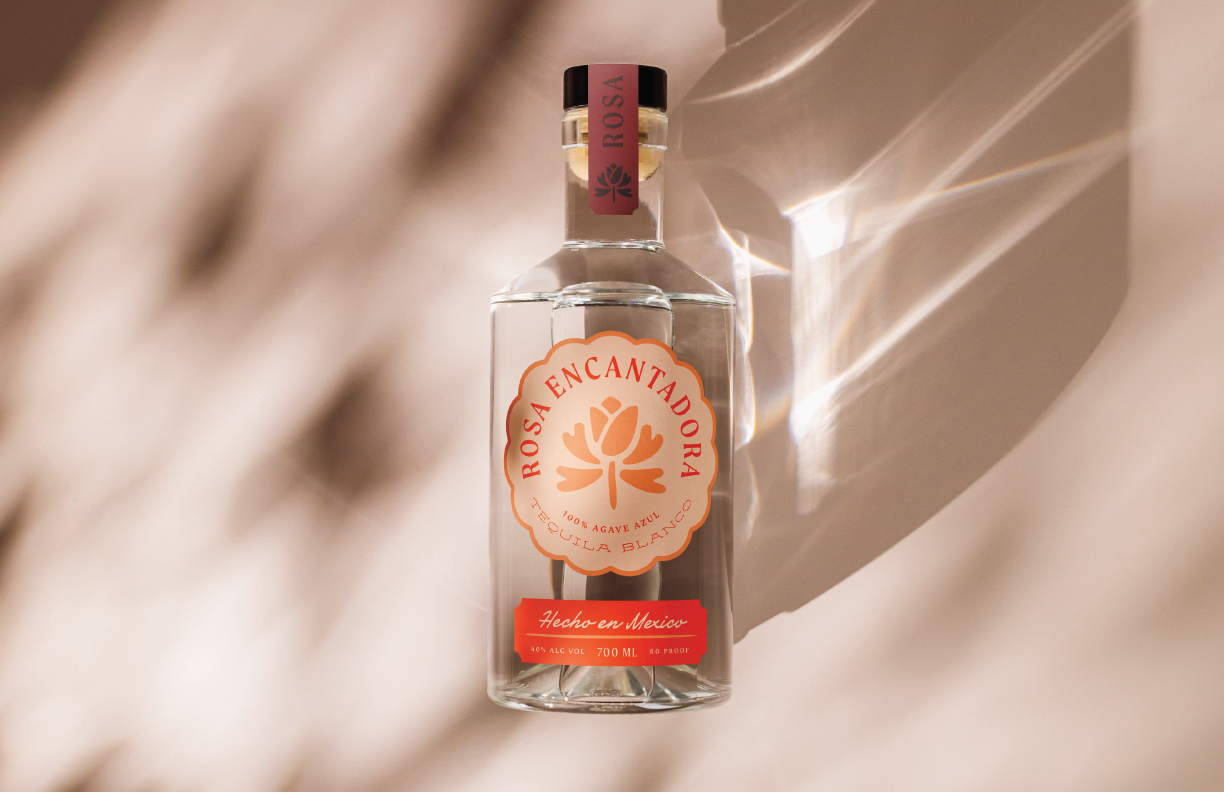 Case study image of the Rosa Encantadora packaging design in the portfolio of graphic designer Abbi Roush.