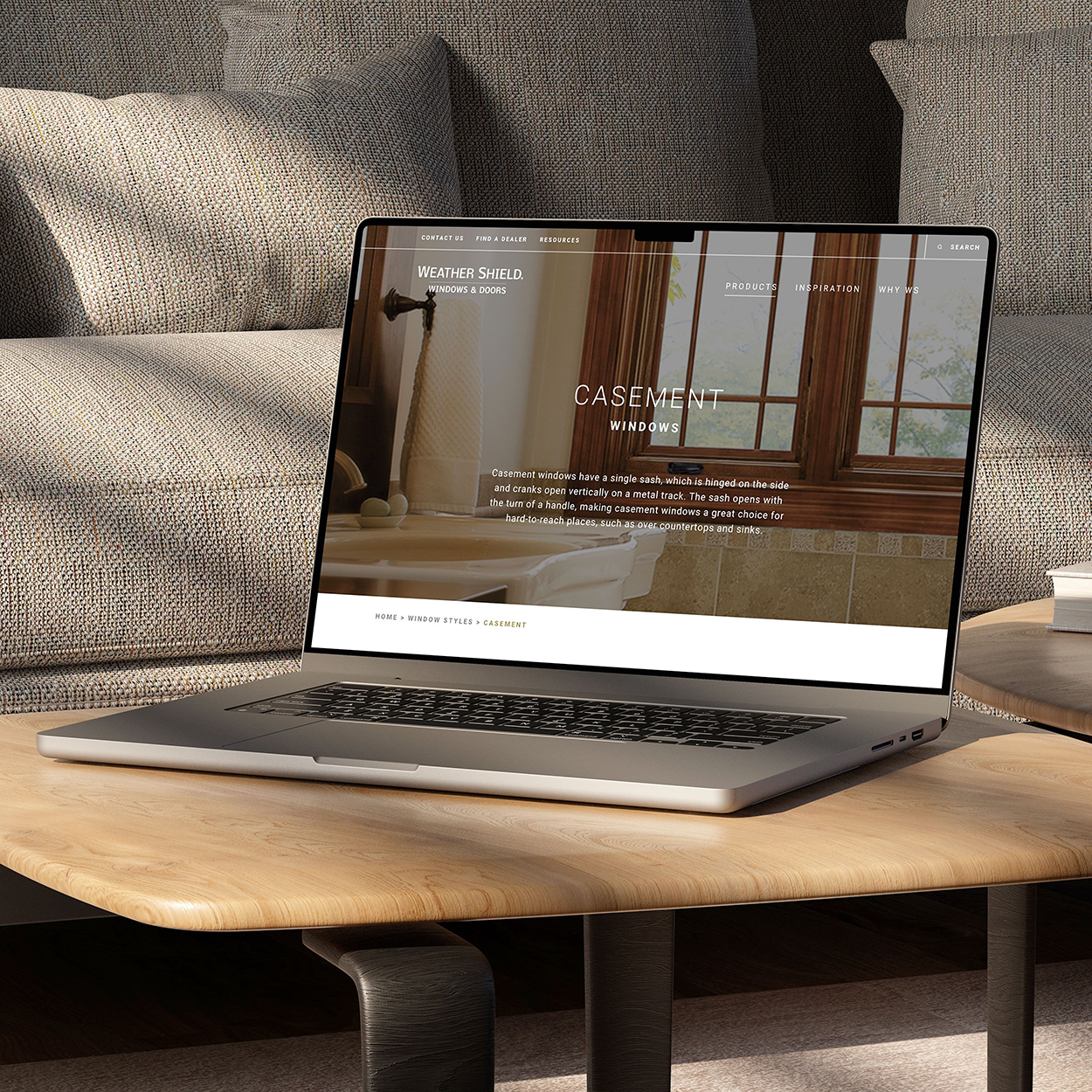 Case study image of the Weather Shield website in the portfolio of graphic designer Abbi Roush.