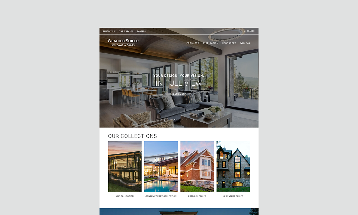 Case study image of the Weather Shield website in the portfolio of graphic designer Abbi Roush.