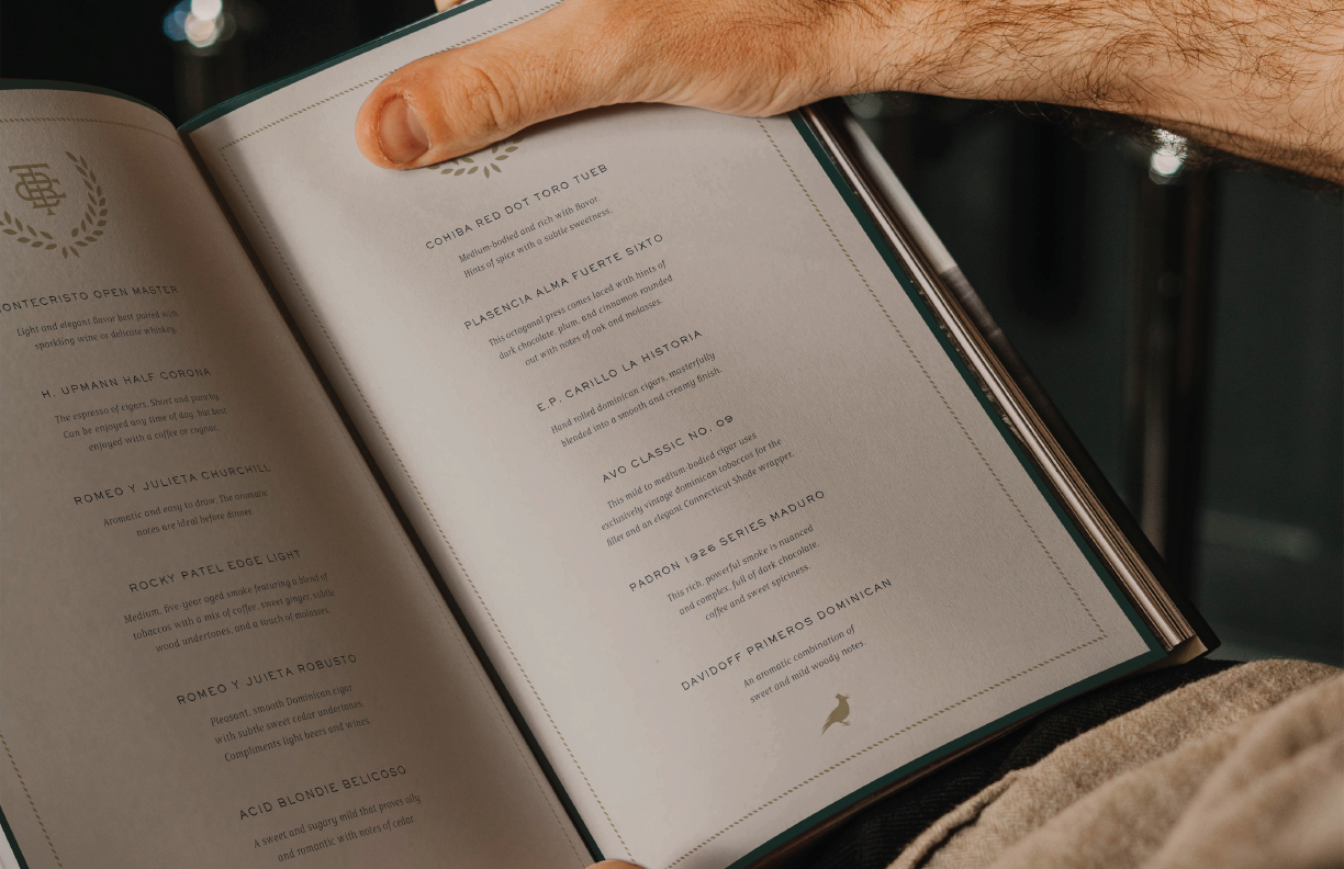 Case study image of the Black Tie Cigars branding in the portfolio of graphic designer Abbi Roush.